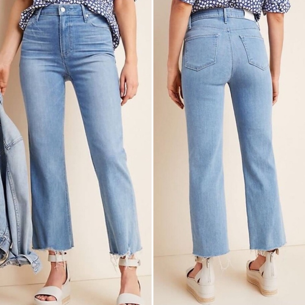 EUC Paige Atley Ankle Flare Jeans Sz 29 in Satellite With Live Hem